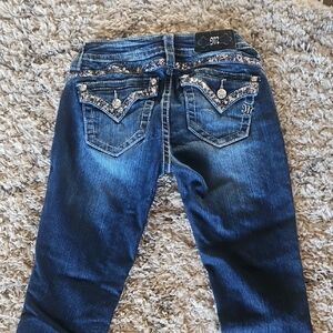 Miss Me Dark Blue Straight Leg Jeans with Embellishments